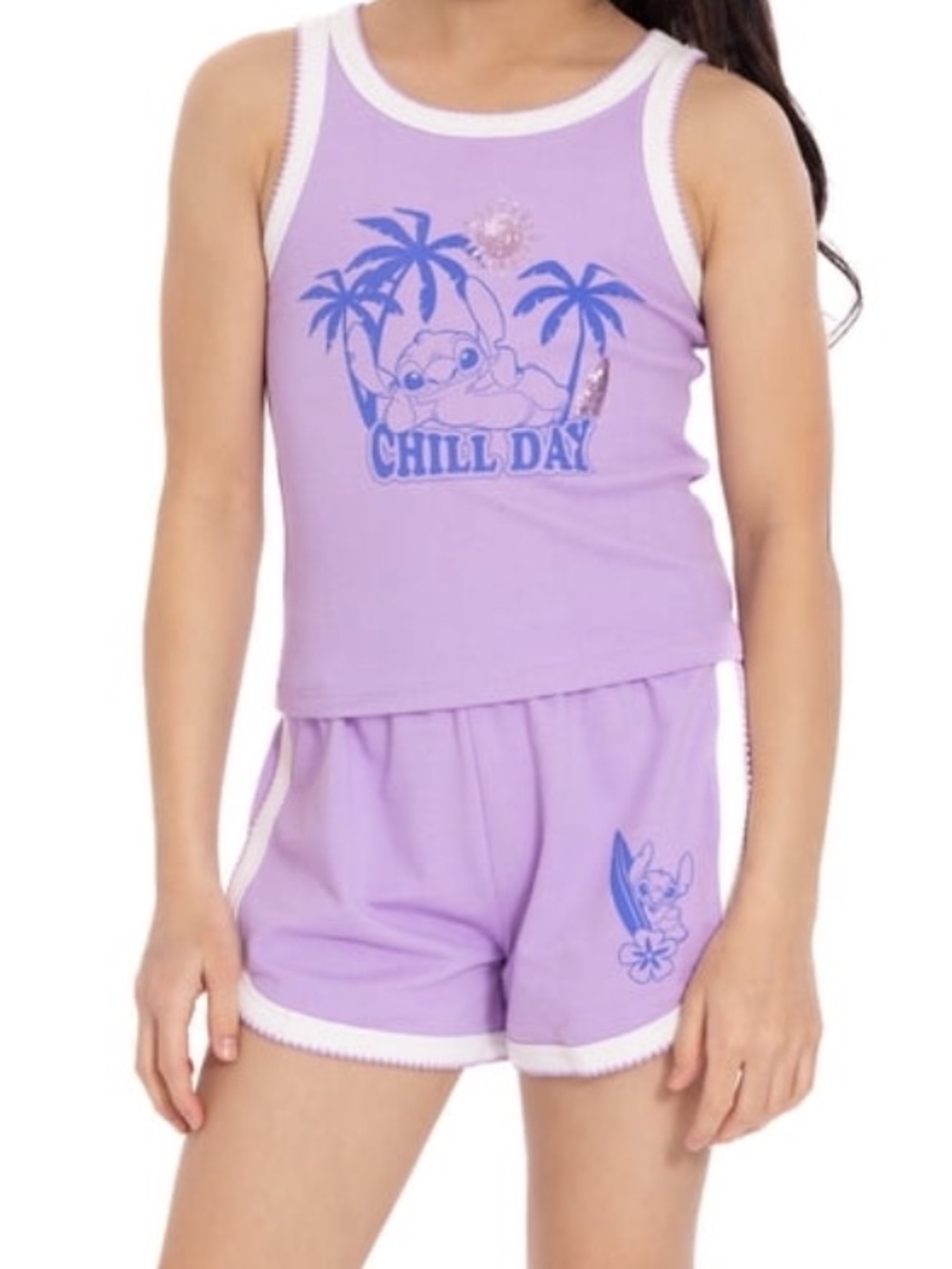 Girls Sz 8 Stitch Tank & Shorts Set - Picture 8 of 9